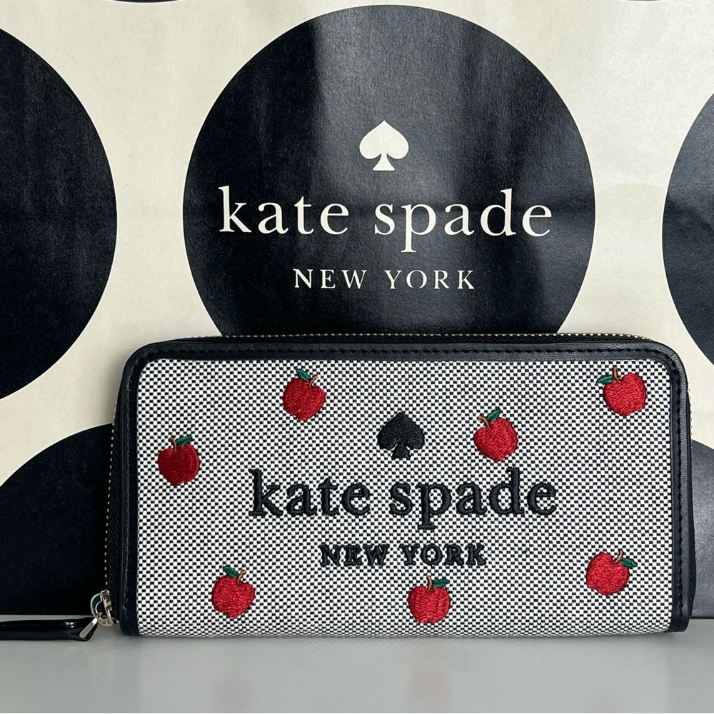 NWT Kate Spade ella apple toss embroidered